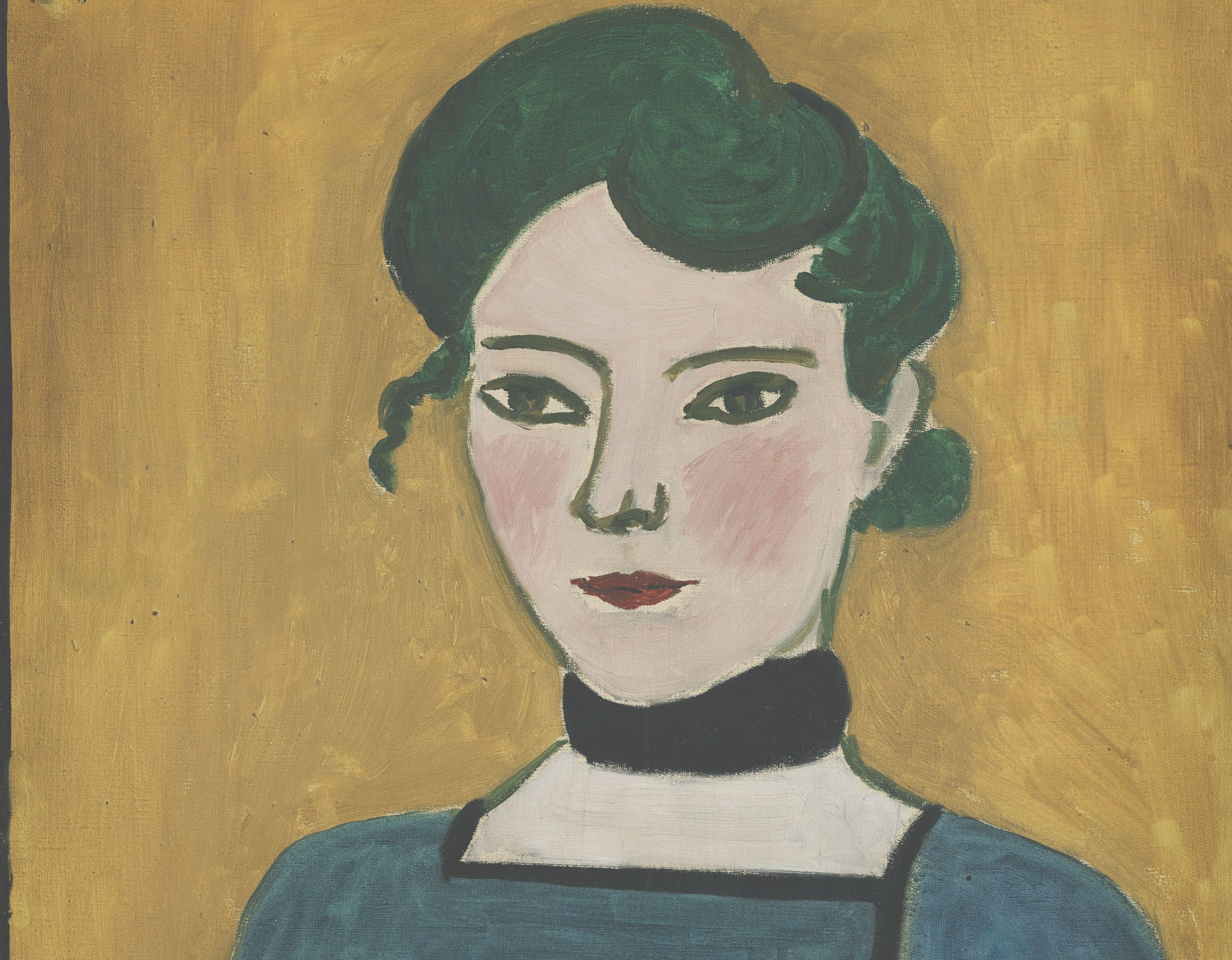 Matisse Interpretation - Gesicht und Sterne Glasbild im Hochformat