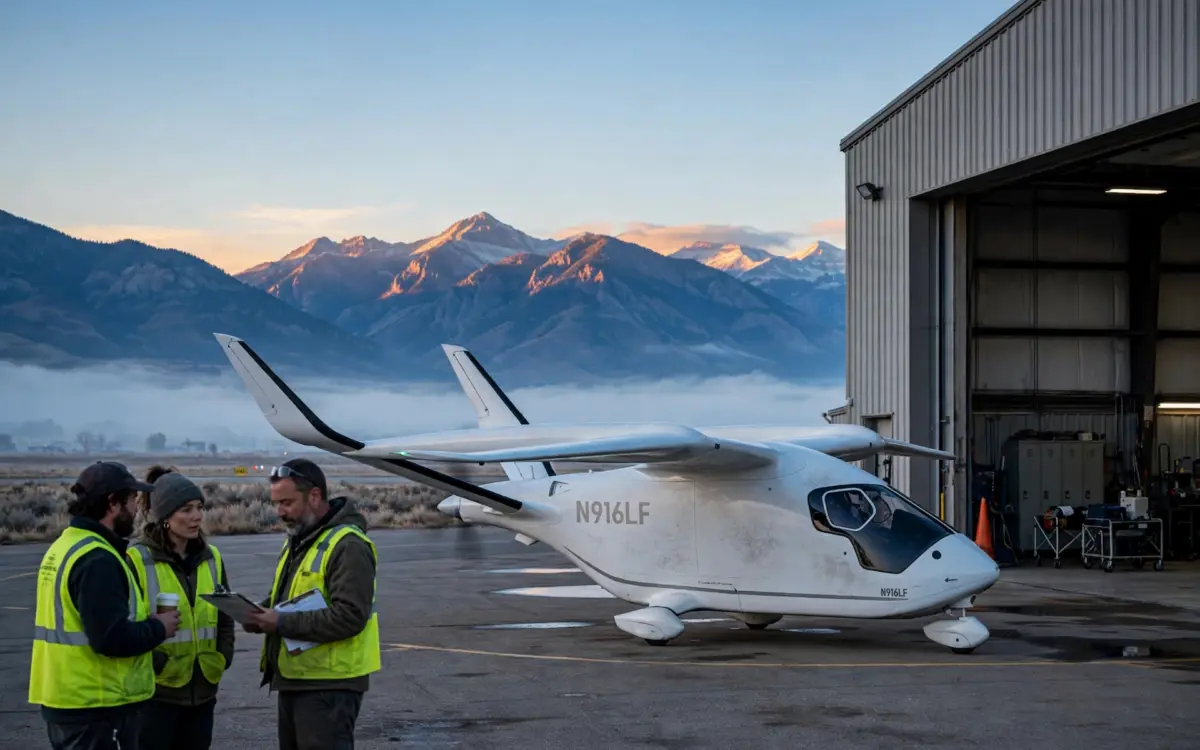 Elektroflugzeug ALIA CX300 von BETA Technologies bei Flugvorführung in Utah