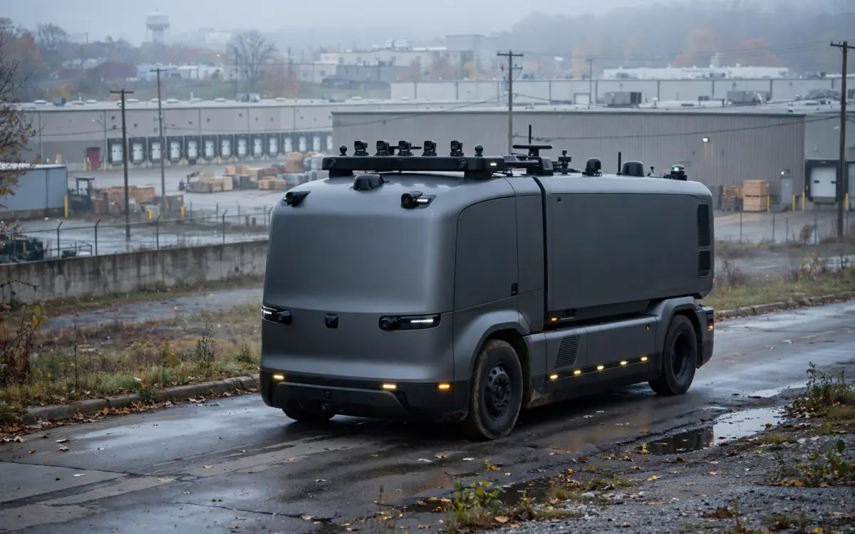 Fahrerloser Elektro-Lkw von Einride ohne Fahrerkabine in Ohio
