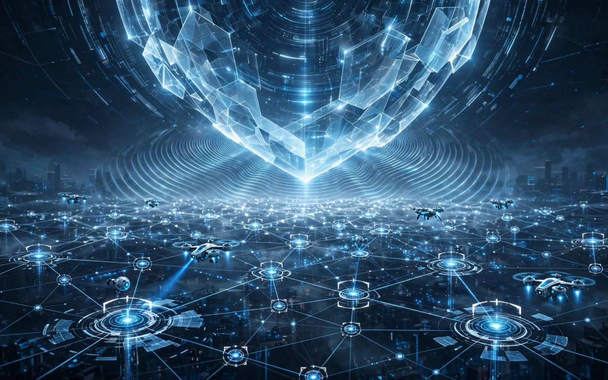 Digitale Lupe ueber Webseiten - Googles System SAFE jagt KI-Spam-Netzwerke.