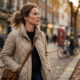 Editorial Modefotografie im Vogue Stil: Modella mit gemütlicher Pufferjacke und Karodetails, natürliches Licht, authentische Bildsprache