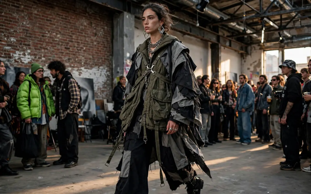 Streetwear-Look auf der Chicago Fashion Week