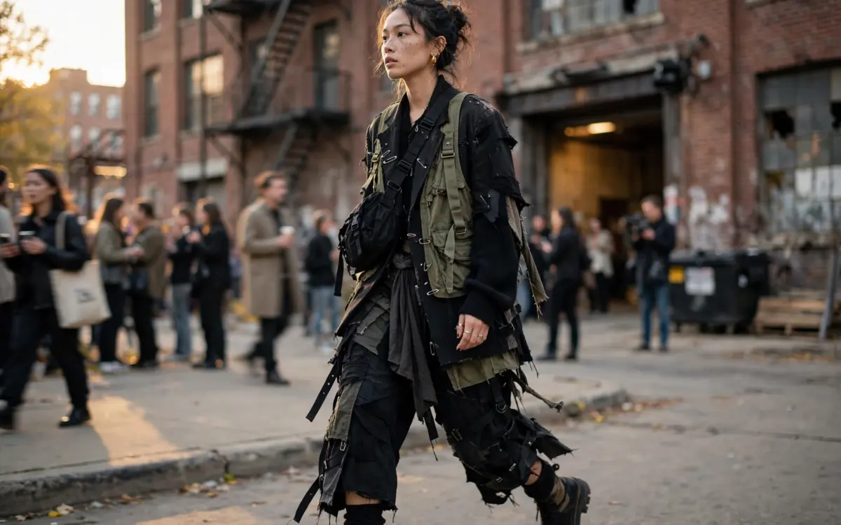 Chicago Street-Style vor einer Fashion-Week-Location