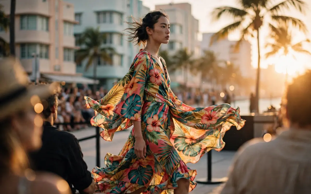 Miami Fashion Week Open-Air-Runway in der goldenen Stunde