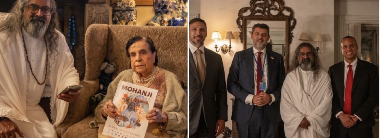Brahmarishi Dr. Mohanji mit Dame Gloria Starr Kins und Botschafter Dr. Vladimir Bozovic beim VIP Diplomacy and Leadership Evening in New York - Photo: Andrew Simon agency