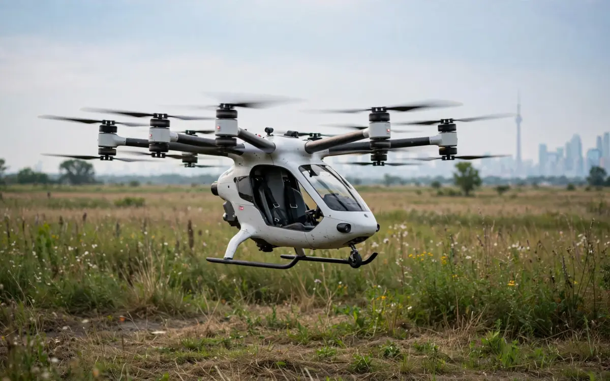 Mostavio MX1 einsitziges Multikopter-eVTOL schwebt bei Freiluft-Flugtests in Toronto