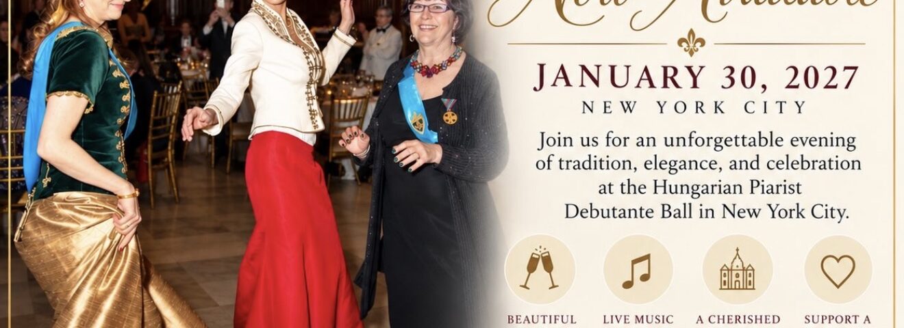 Gäste in festlicher Robe beim ungarischen Piaristen-Debütantinnenball in New York City, Rückkehr am 30. Januar 2027