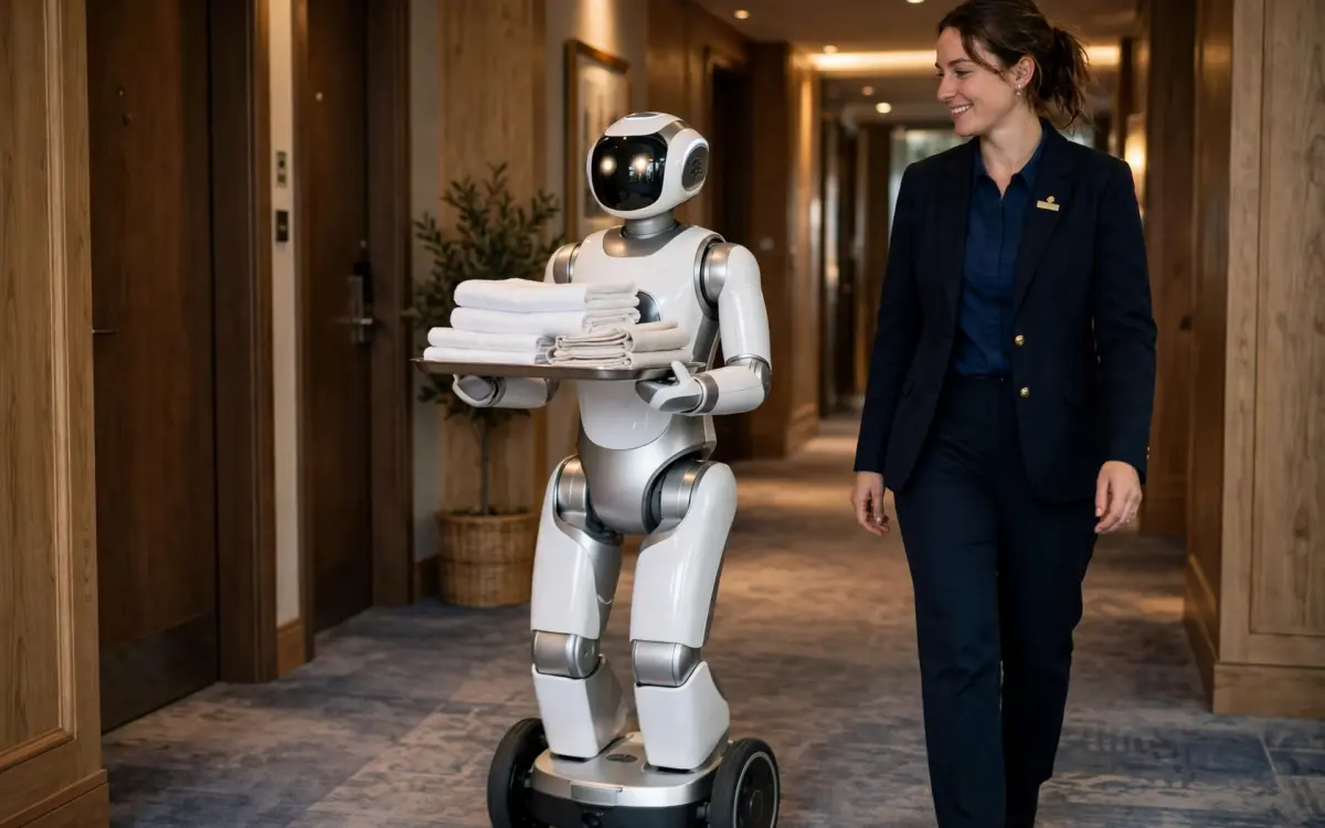 Humanoide Service-Roboter im Trainingszentrum von YYForce in Singapur